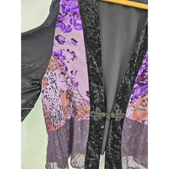 Spencer Alexis Kimono Jacket Womens 2X Purple Velvet Rayon - Picture 3 of 5